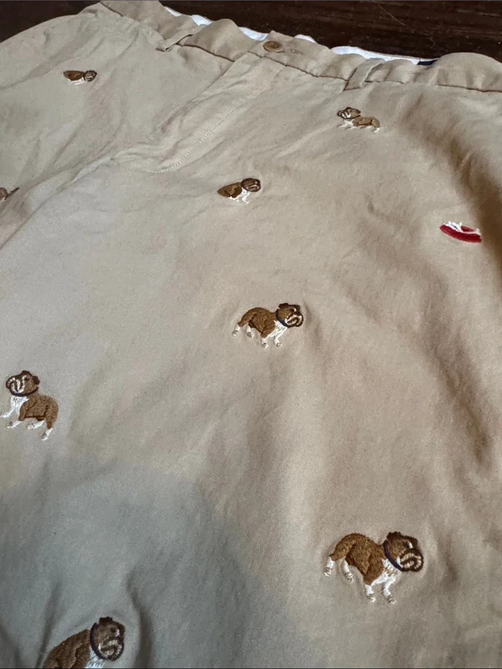 Polo by Ralph Lauren Khaki Embroidered Bulldog Shorts 33W